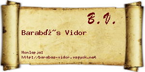 Barabás Vidor névjegykártya
